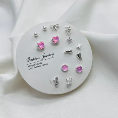 7 Pairs Star Love Stud Earring Set (1 Pata)